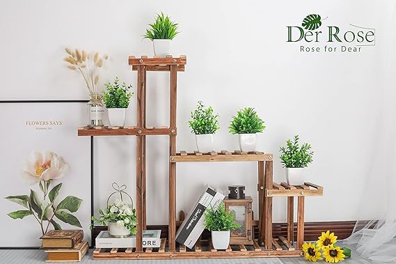 Deer Rose Mini Artificial Plants in Vases for Bedroom Living Room Decoration, 6pcs